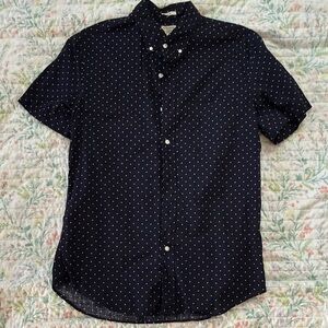 J. Crew Dark Blue Button Down Shirt with Dots